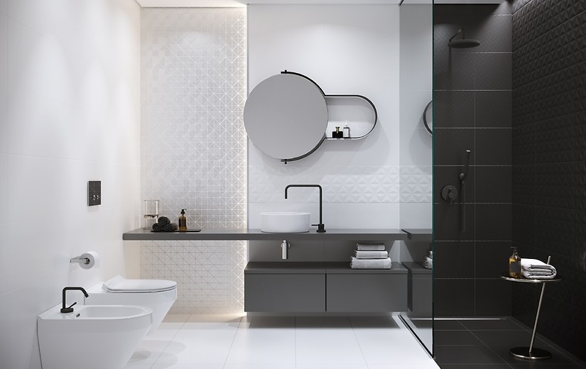 Баня White satin geo structure GL